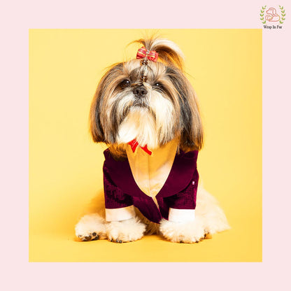 Wine Sequin Dog Tuxedo Jacket - Premium Wedding Formal Suit