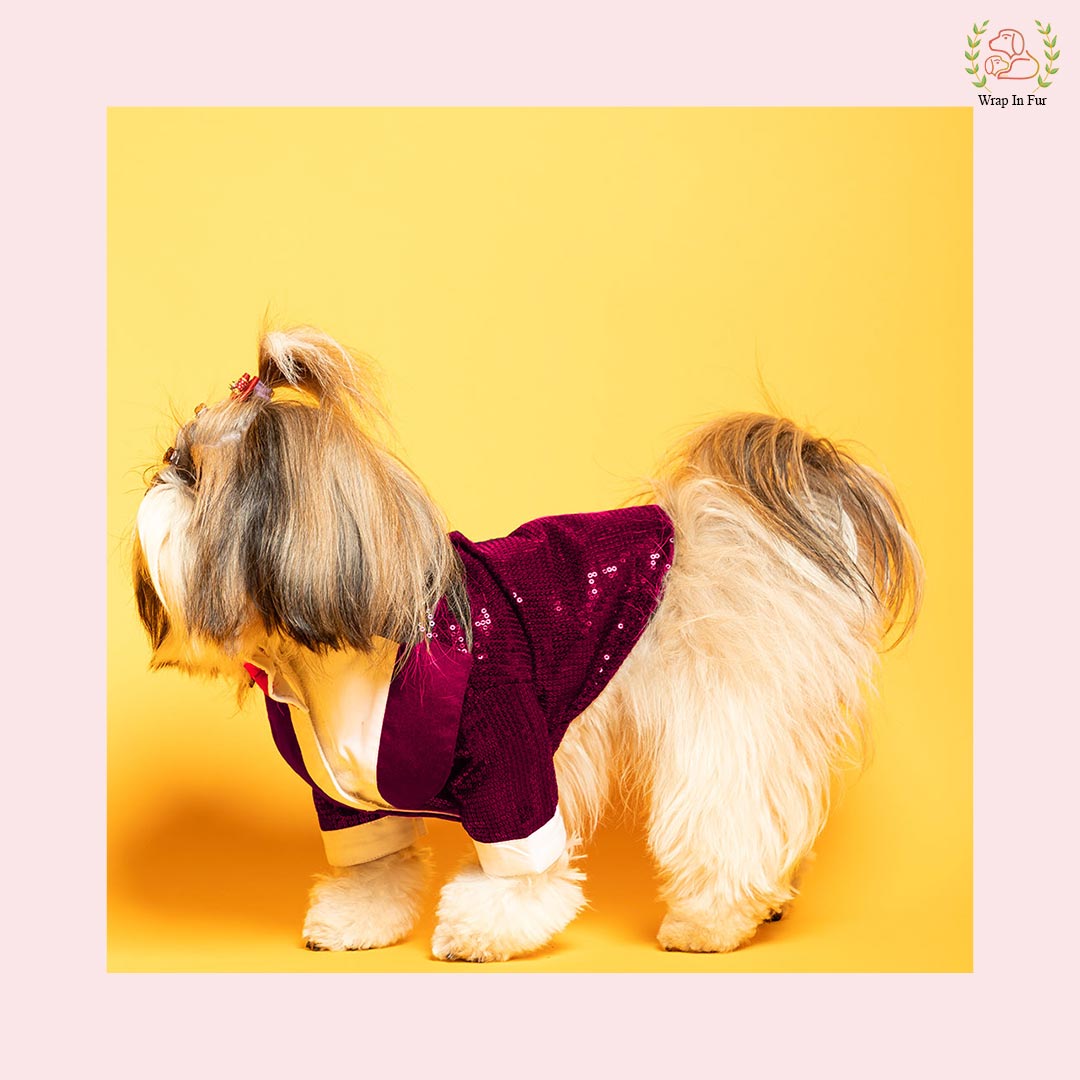 Wine Sequin Dog Tuxedo Jacket - Premium Wedding Formal Suit