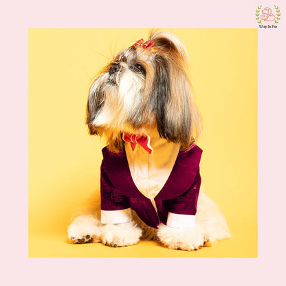Wine Sequin Dog Tuxedo Jacket - Premium Wedding Formal Suit