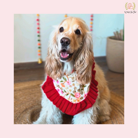 Red Beige Floral Dog Bandana