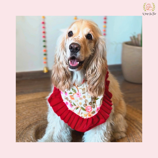 Red Beige Floral Bandana