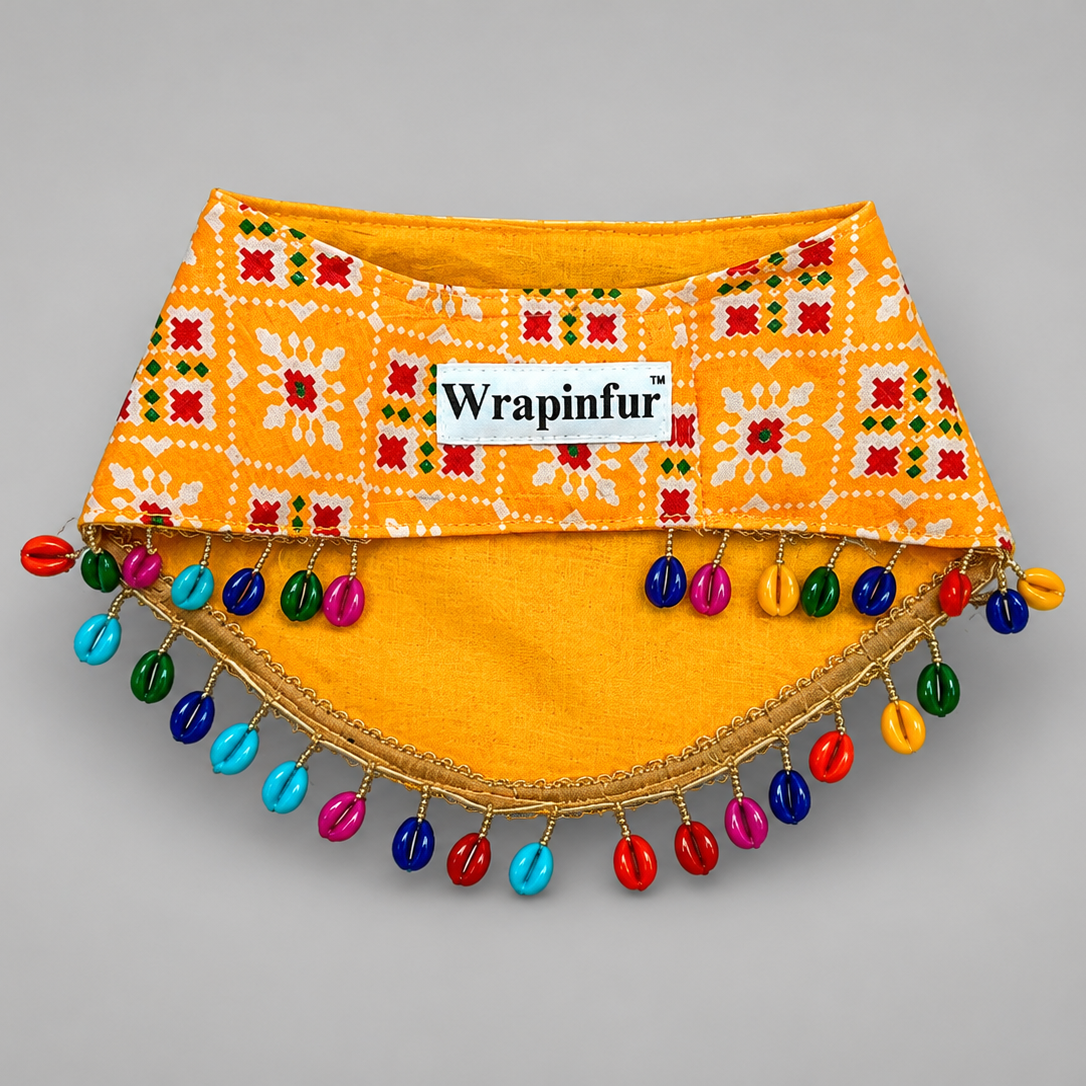 Yellow Ethnic Dog Bandana