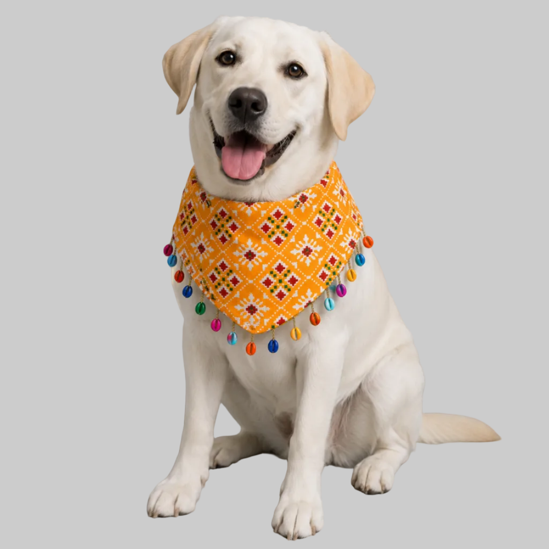 Yellow Ethnic Dog Bandana