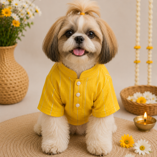 Yellow Gota Dog Kurta