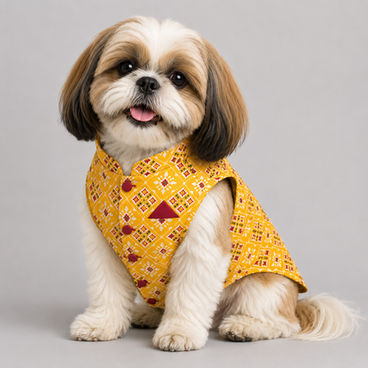 Yellow Patola Dog Sherwani