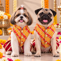 Yellow Bandhani Dog Sherwani