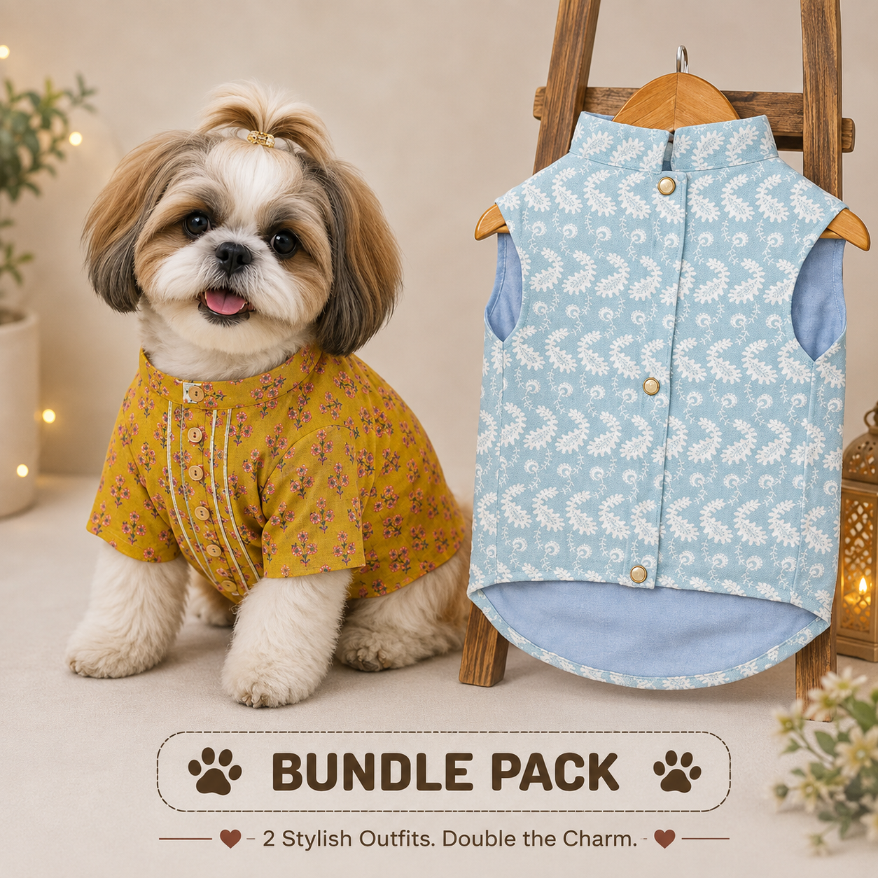 Yellow & Blue Dog Kurta Combo