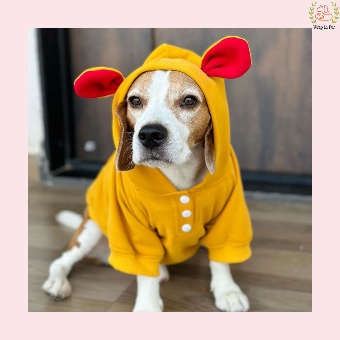 Yellow Bunny Ear Dog Hoodie – Cute & Comfy