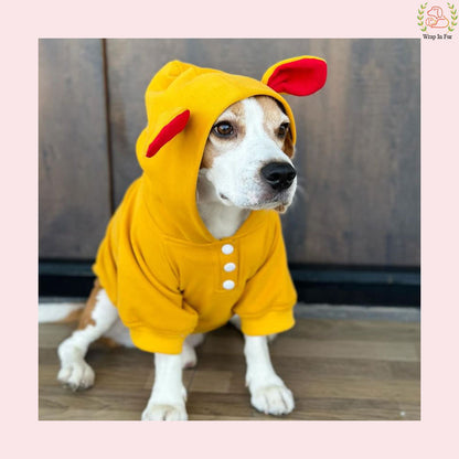 Yellow Bunny Ear Dog Hoodie – Cute & Comfy