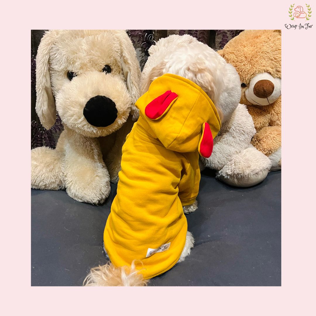 Yellow Bunny Ear Dog Hoodie – Cute & Comfy