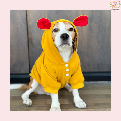Yellow Bunny Ear Dog Hoodie – Cute & Comfy