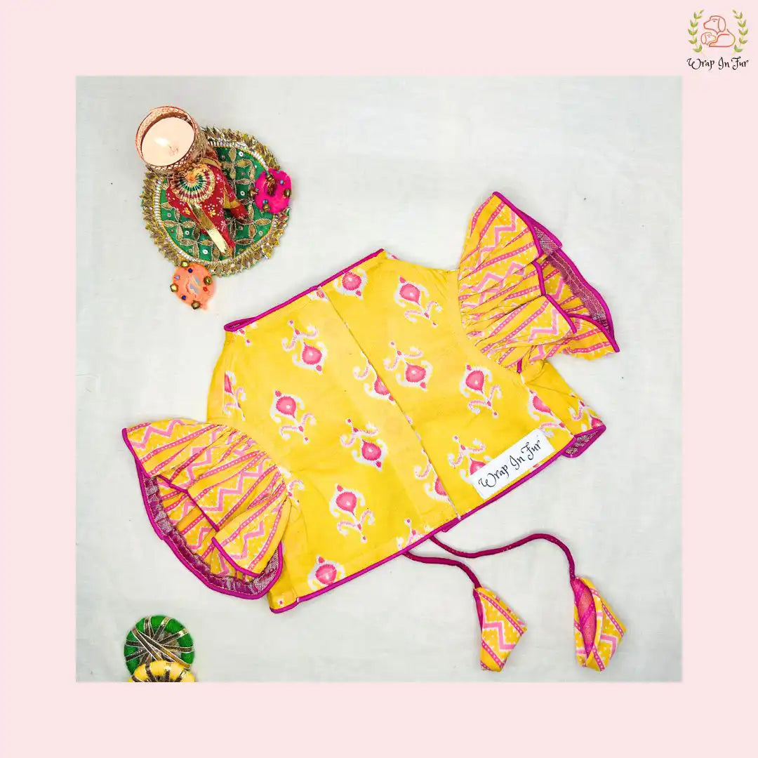 Yellow Ethnic Dog Lehenga Choli – Designer Dog Wedding Dress & Bridal Outfit