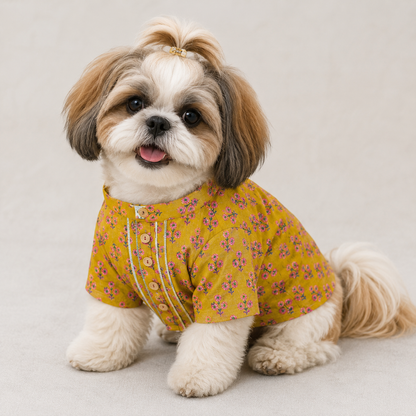 Yellow Floral Dog Kurta