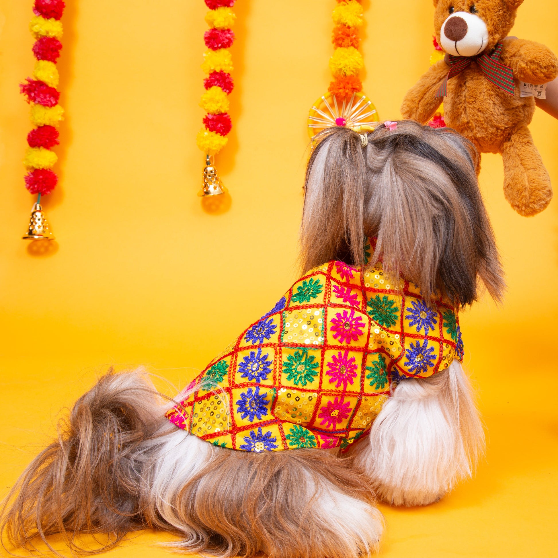 Yellow Jhilmil Dog Sherwani