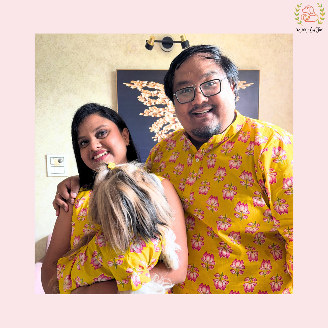 Yellow Lotus Dog Kurta Set - Twinning Indian Dog Ethnic Wear