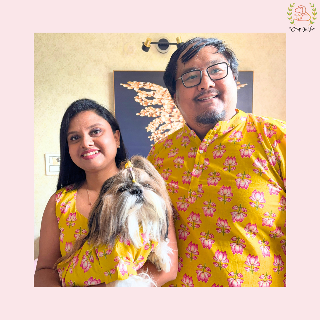 Yellow Lotus Dog Kurta Set - Twinning Indian Dog Ethnic Wear