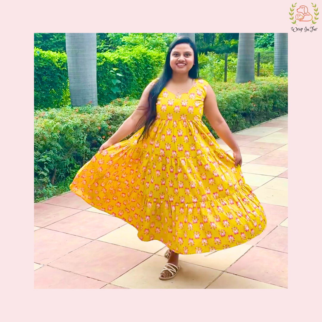 Yellow Lotus Dog Kurta Set - Twinning Indian Dog Ethnic Wear