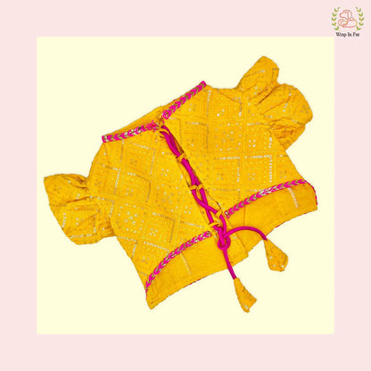 Yellow Pink Dog Lehenga Choli | Dog Wedding Dress Outfit