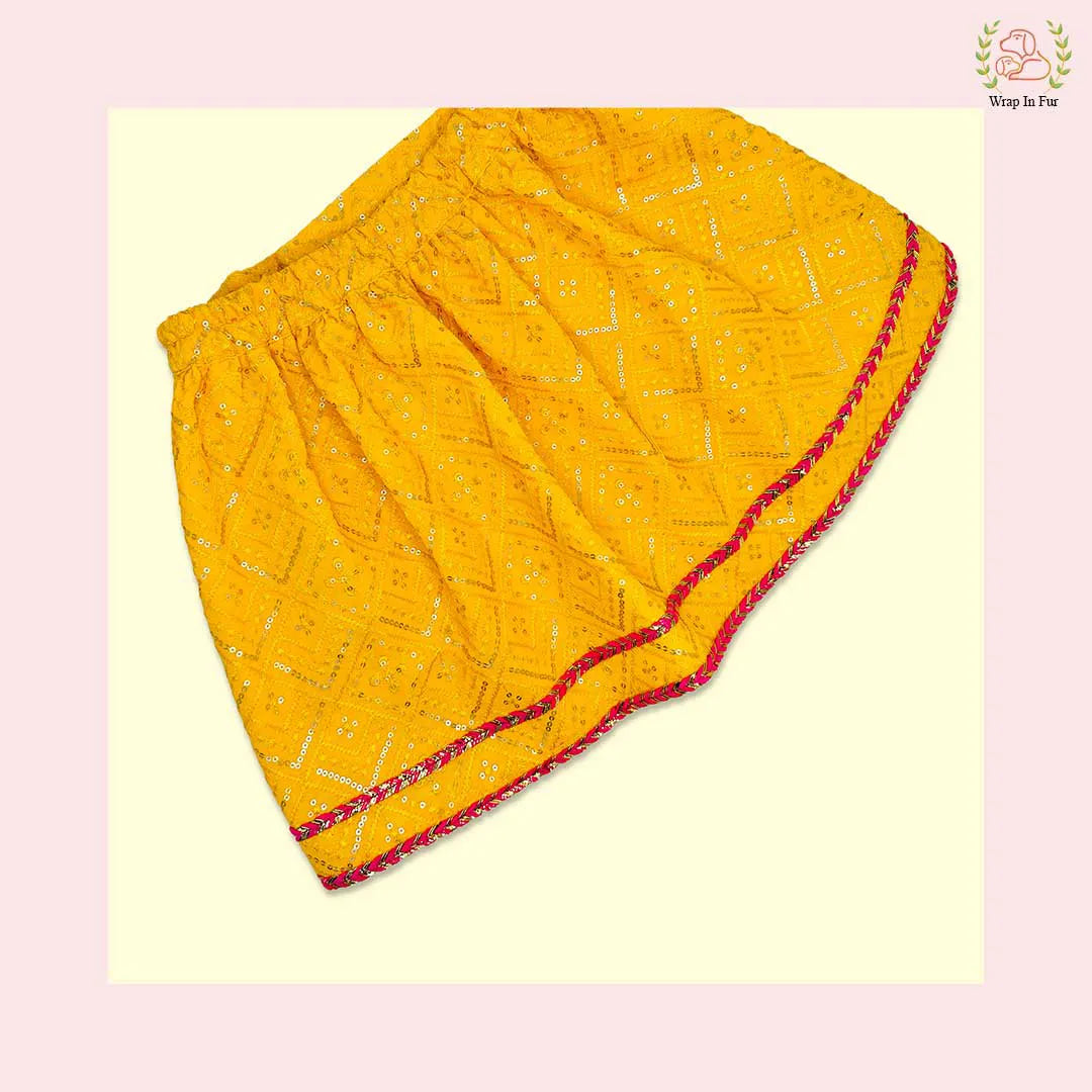 Yellow Pink Dog Lehenga Choli | Dog Wedding Dress Outfit