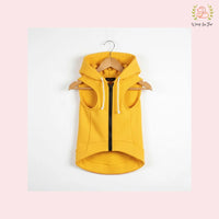 Yellow Sleeveless Dog Winter Hoodie – Warm Fleece Winter Wear