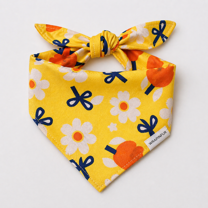 Yellow floral Dog Bandana