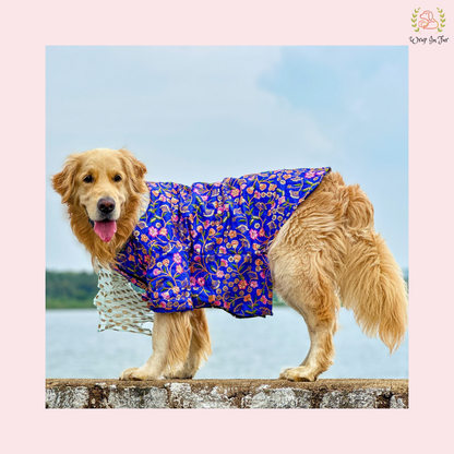 Blue Floral Dog Kurta With Dupatta