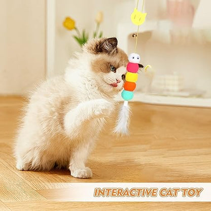 Hanging Cat Toy with Elastic Cord & Feather Teaser