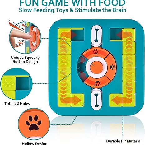 Emily Pets Interactive Dog & Cat Puzzle Toy with Squeaker & Treat Dispenser