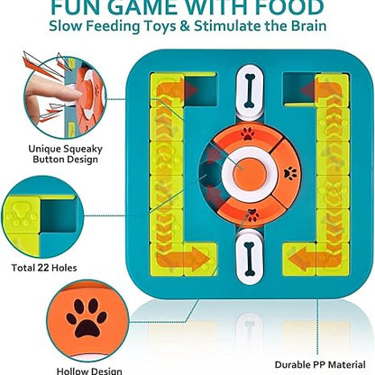 Emily Pets Interactive Dog & Cat Puzzle Toy with Squeaker & Treat Dispenser