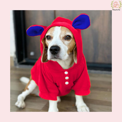 pink bunny ear hoodie for dog