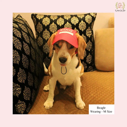 red personalised dog cap for beagle