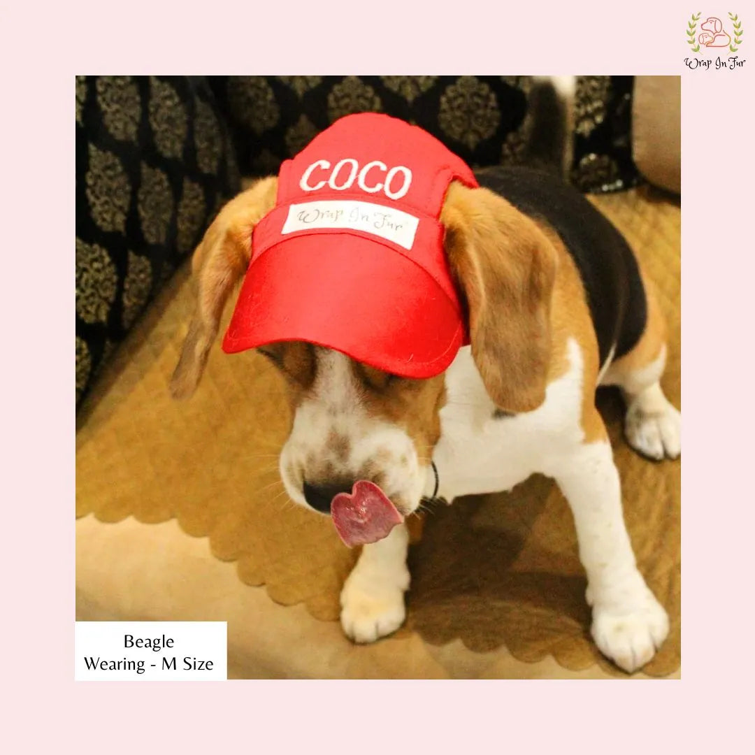 personalized red dog cap for small dog