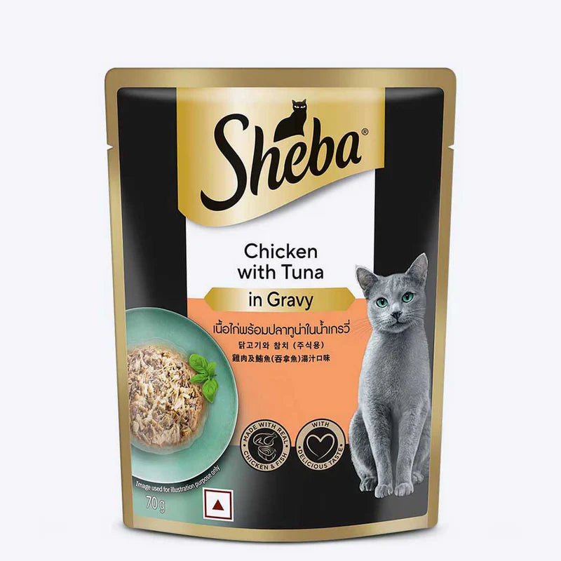 Sheba Rich Premium Chicken with Tuna in Gravy Adult Wet Cat Food (1+ Years) - 70g