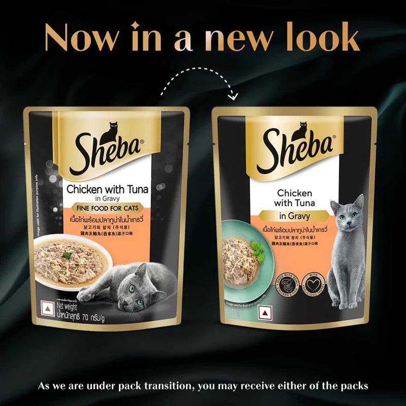 Sheba Rich Premium Chicken with Tuna in Gravy Adult Wet Cat Food (1+ Years) - 70g