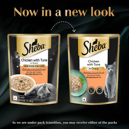 Sheba Rich Premium Chicken with Tuna in Gravy Adult Wet Cat Food (1+ Years) - 70g
