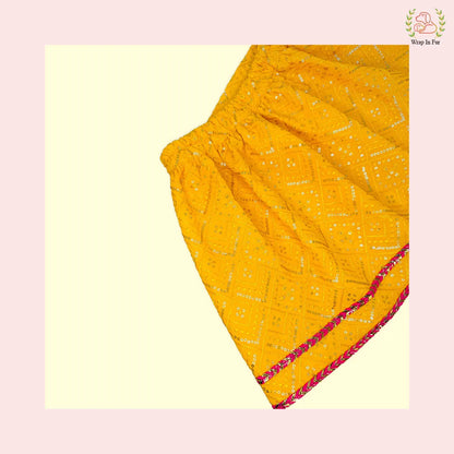 Yellow Pink Dog Lehenga Choli