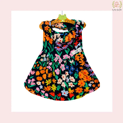 Black Floral Dog Princess Dress - Vibrant Summer Party Frock