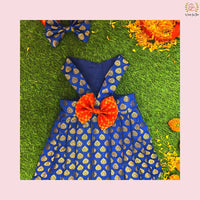 Blue Banarasi Dog Frock – Royal Dog Wedding Dress & Princess Outfit
