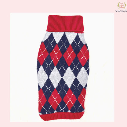Classic Diamond Pattern Dog Sweater – Warm & Comfy