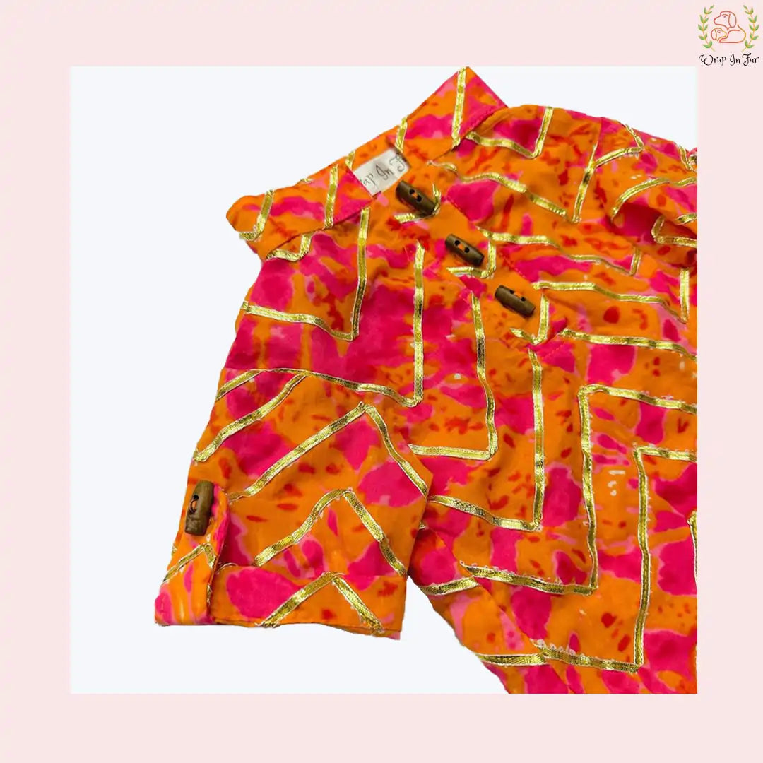 Coral Blush Gota Dog Kurta - Premium Indian Dog Ethnic Wear