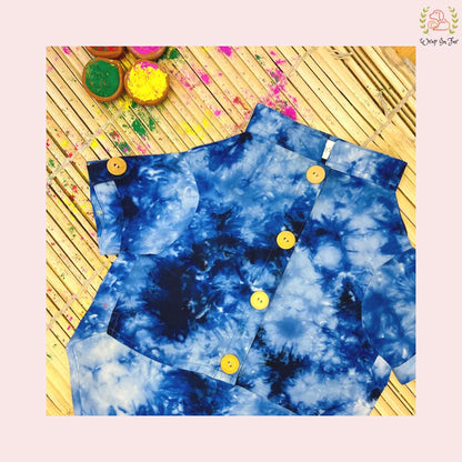 Deep Blue Tie Dye Dog Kurta - Modern Indian Pet Ethnic Wear