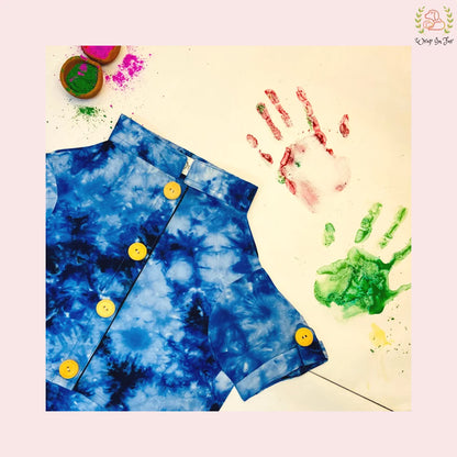 Deep Blue Tie Dye Dog Kurta - Modern Indian Pet Ethnic Wear