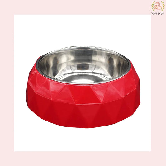 Diamond Bowl with Anti Skid for Dog & Cat – Red