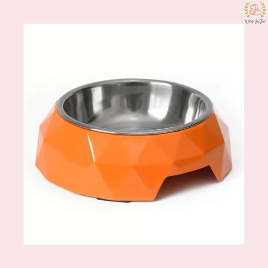 Diamond Bowl with Anti Skid Base For Dogs & Cats – Orange