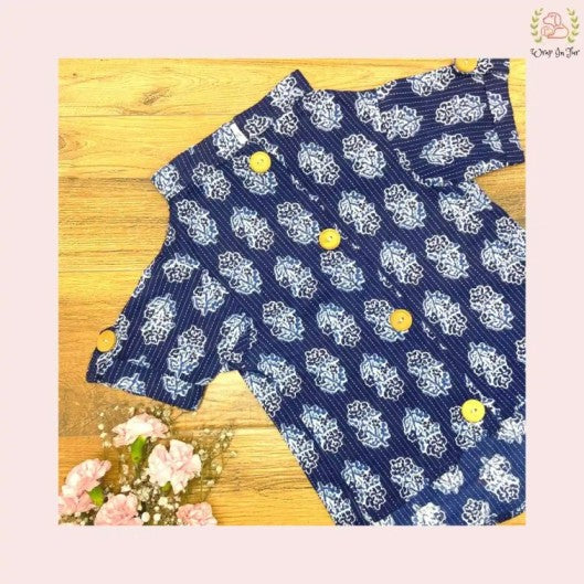 Indigo Blue Block Print Dog Kurta - Traditional Indian Pet Ethnic Wear