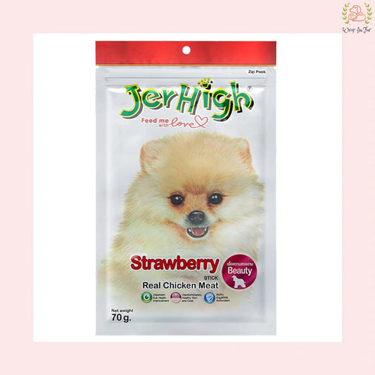 Strawberry Stick Dog Treat Made with Real Chicken Meat