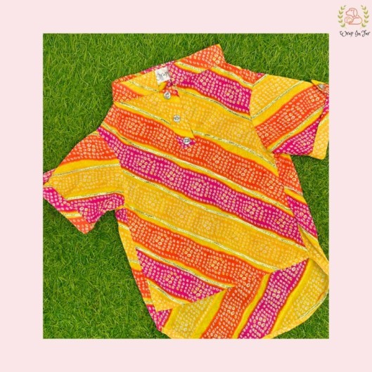 Kesari Gota Dog Kurta - Premium Yellow Indian Dog Ethnic Wear
