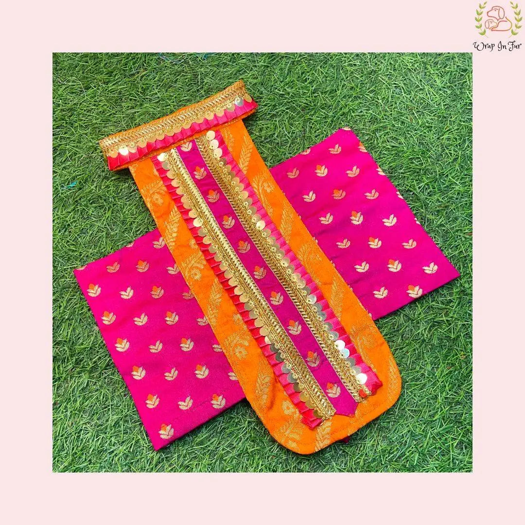 Kesari Lehenga Choli Dog Wedding Dress – Premium Dog Bridal Outfit