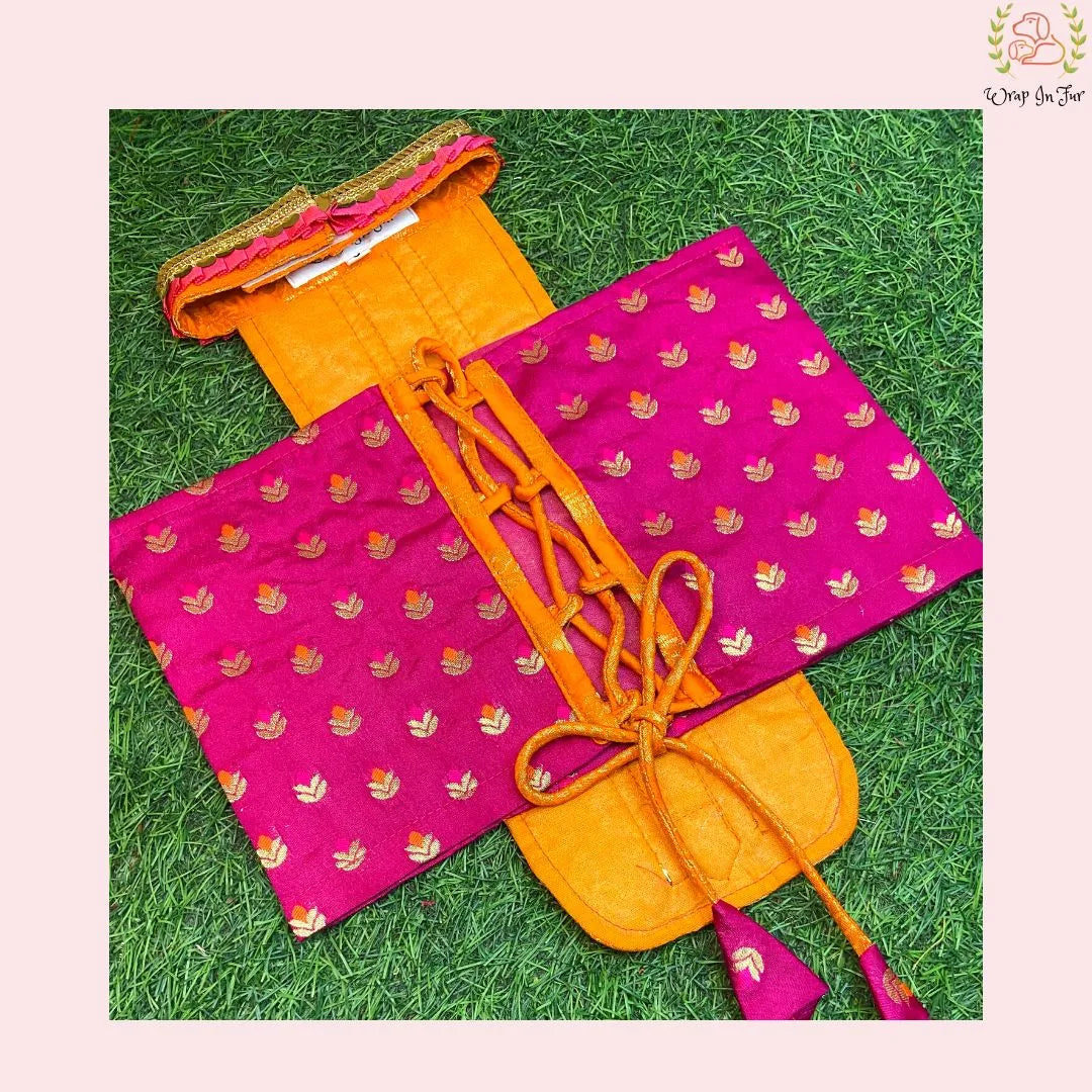 Kesari Lehenga Choli Dog Wedding Dress – Premium Dog Bridal Outfit