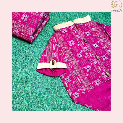 Maroon Ikat Dog Kurta - Premium Indian Traditional Dog Kurta Dress